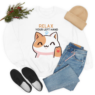 Relax Your Left Hand Musical Kitten Unisex Crewneck Sweatshirt