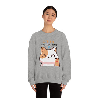 Relax Your Left Hand Musical Kitten Unisex Crewneck Sweatshirt