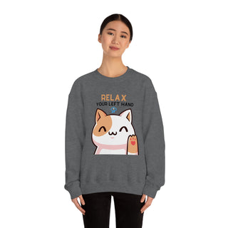 Relax Your Left Hand Musical Kitten Unisex Crewneck Sweatshirt