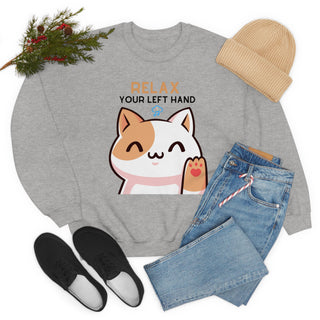 Relax Your Left Hand Musical Kitten Unisex Crewneck Sweatshirt