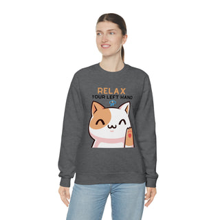 Relax Your Left Hand Musical Kitten Unisex Crewneck Sweatshirt