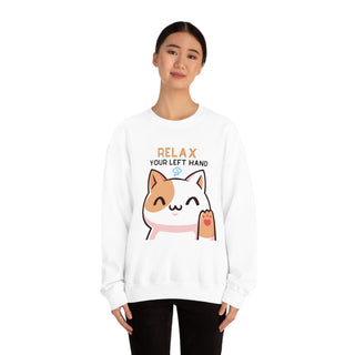 Relax Your Left Hand Musical Kitten Unisex Crewneck Sweatshirt