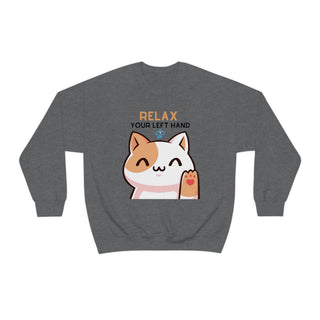 Relax Your Left Hand Musical Kitten Unisex Crewneck Sweatshirt