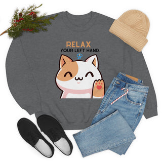 Relax Your Left Hand Musical Kitten Unisex Crewneck Sweatshirt