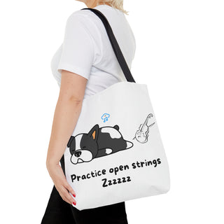 Practice Your Open Strings Musical Dog Tote Bag