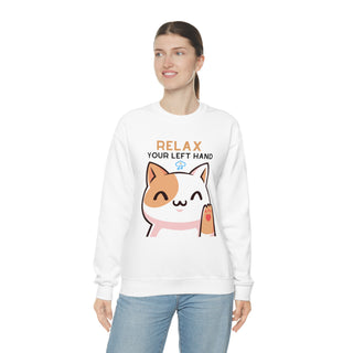 Relax Your Left Hand Musical Kitten Unisex Crewneck Sweatshirt